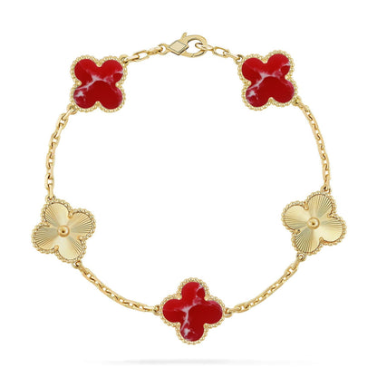 [Lora]CLOVER 5 MOTIF RED PATTERN BRACELET COLLECTION