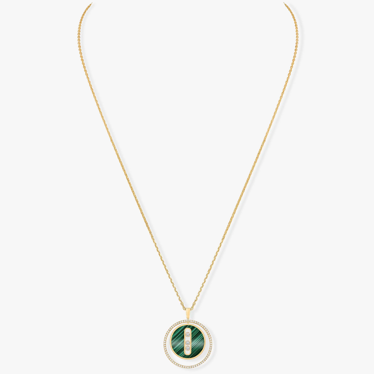 [LORA] LUCKY MOVE 3 DIAMOND MALACHITE GOLD DIAMOND NECKLACE