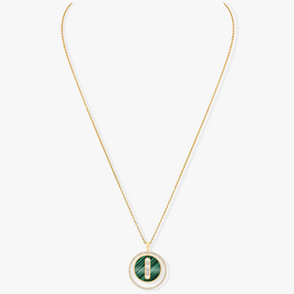 [LORA] LUCKY MOVE 3 DIAMOND MALACHITE GOLD DIAMOND NECKLACE
