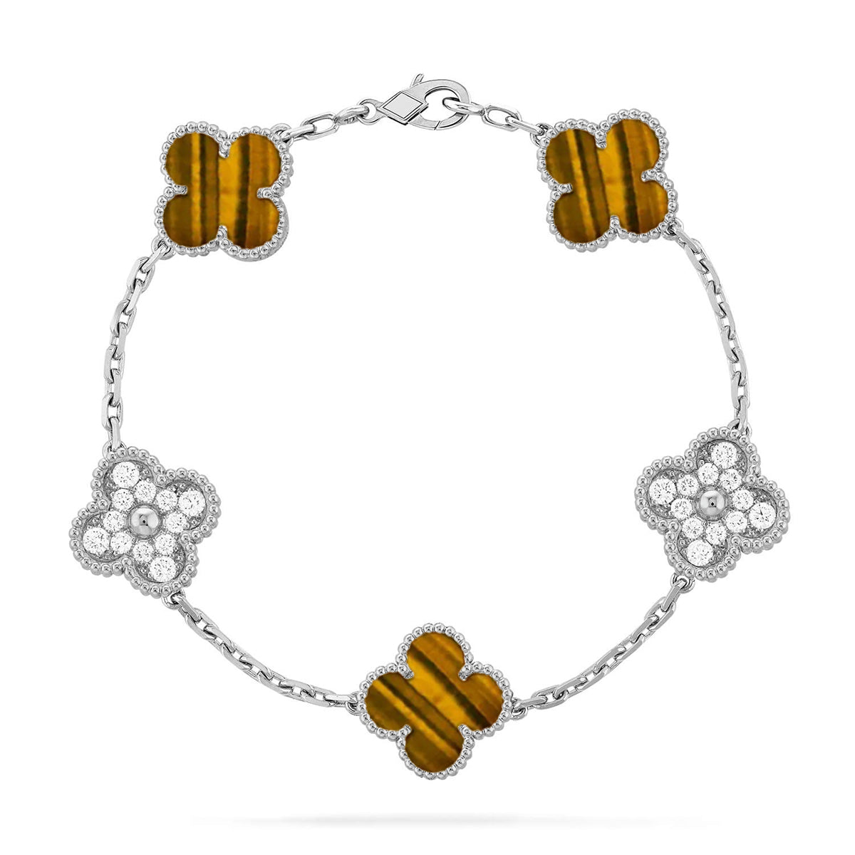 [Lora] CLOVER 5 MOTIFS TIGER EYE BRACELET COLLECTION