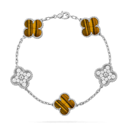 [Lora] CLOVER 5 MOTIFS TIGER EYE BRACELET COLLECTION