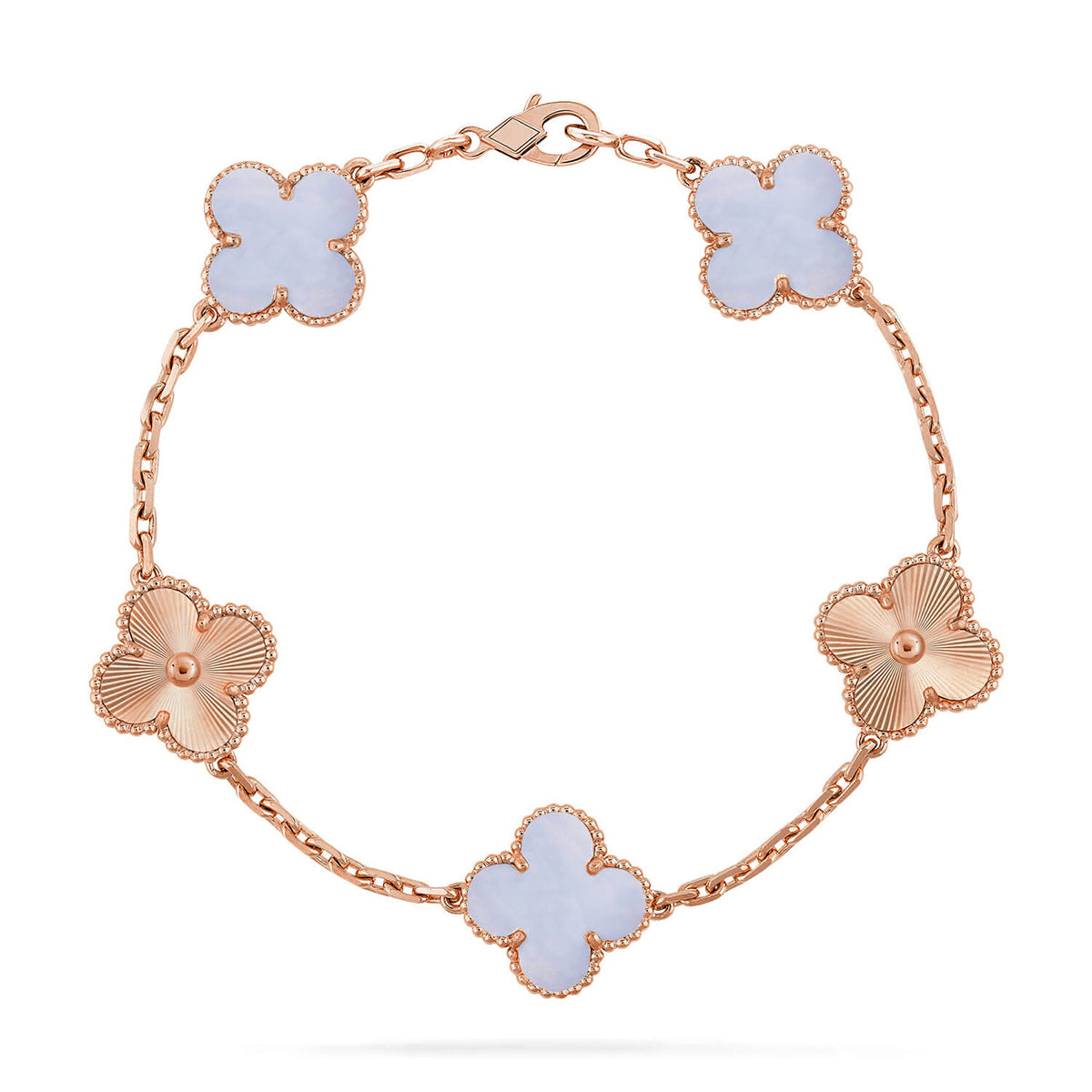 [Lora] CLOVER 5 MOTIF PURPLE CHALCEDONY BRACELET COLLECTION