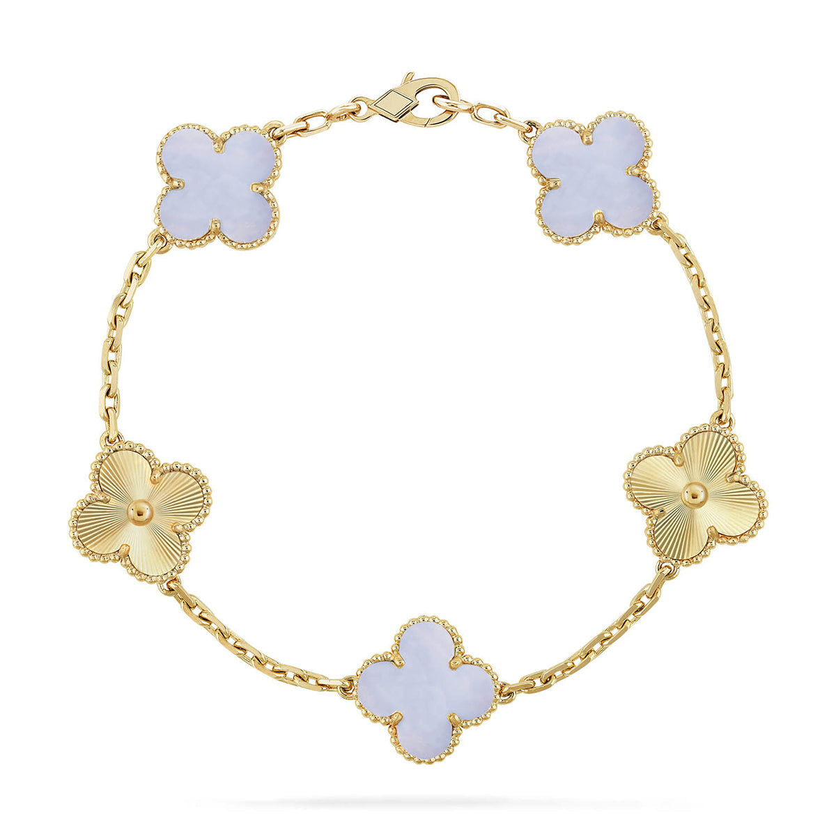 [LORA] CLOVER 5 MOTIF PURPLE CHALCEDONY BRACELET COLLECTION