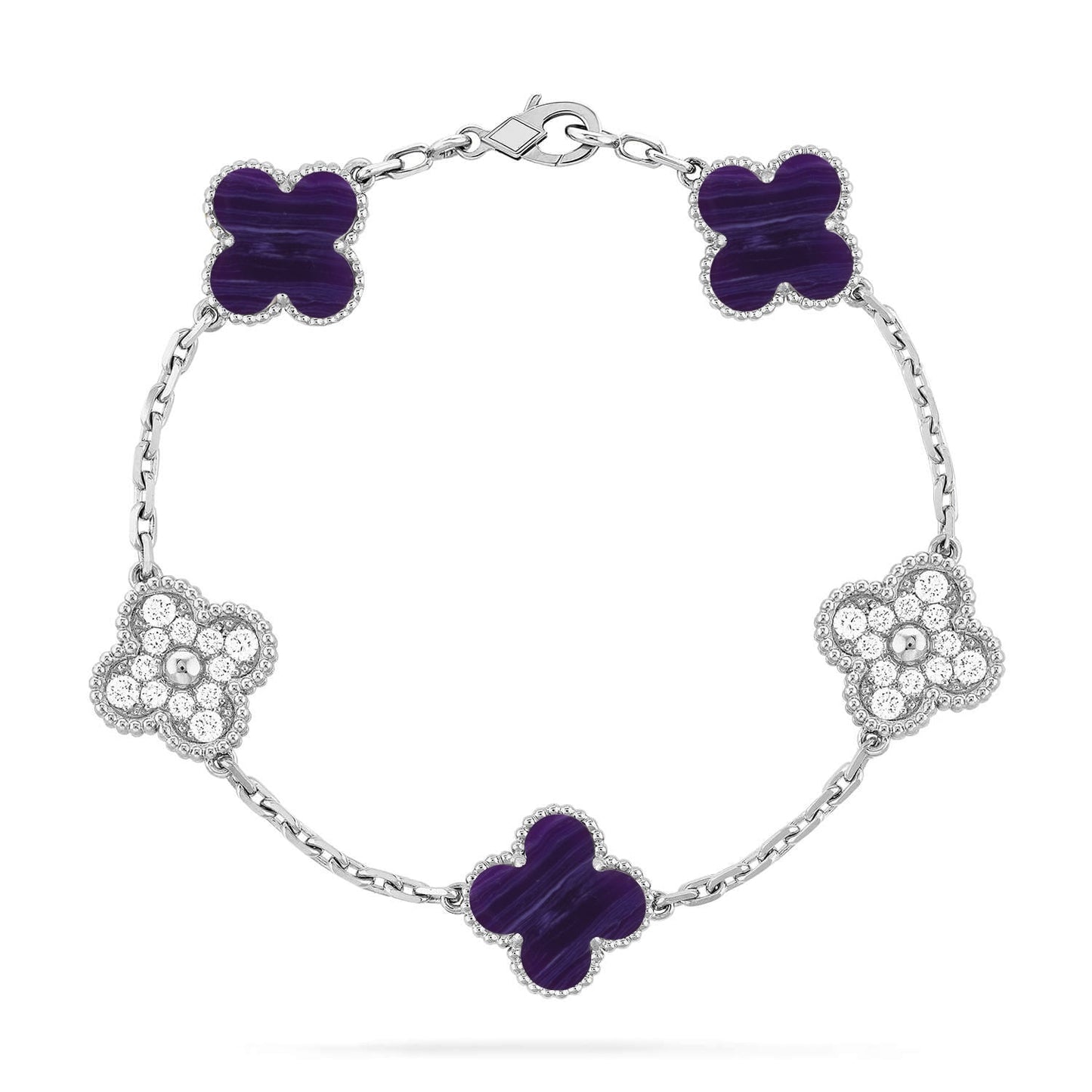 [Lora]CLOVER 5 MOTIF PURPLE STRIPES BRACELET COLLECTION