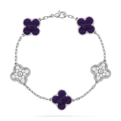 [Lora]CLOVER 5 MOTIF PURPLE STRIPES BRACELET COLLECTION