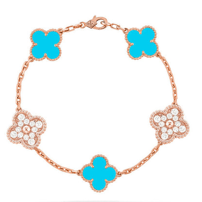 [Lora] CLOVER 5 MOTIF TURQUOISE BRACELET COLLECTION