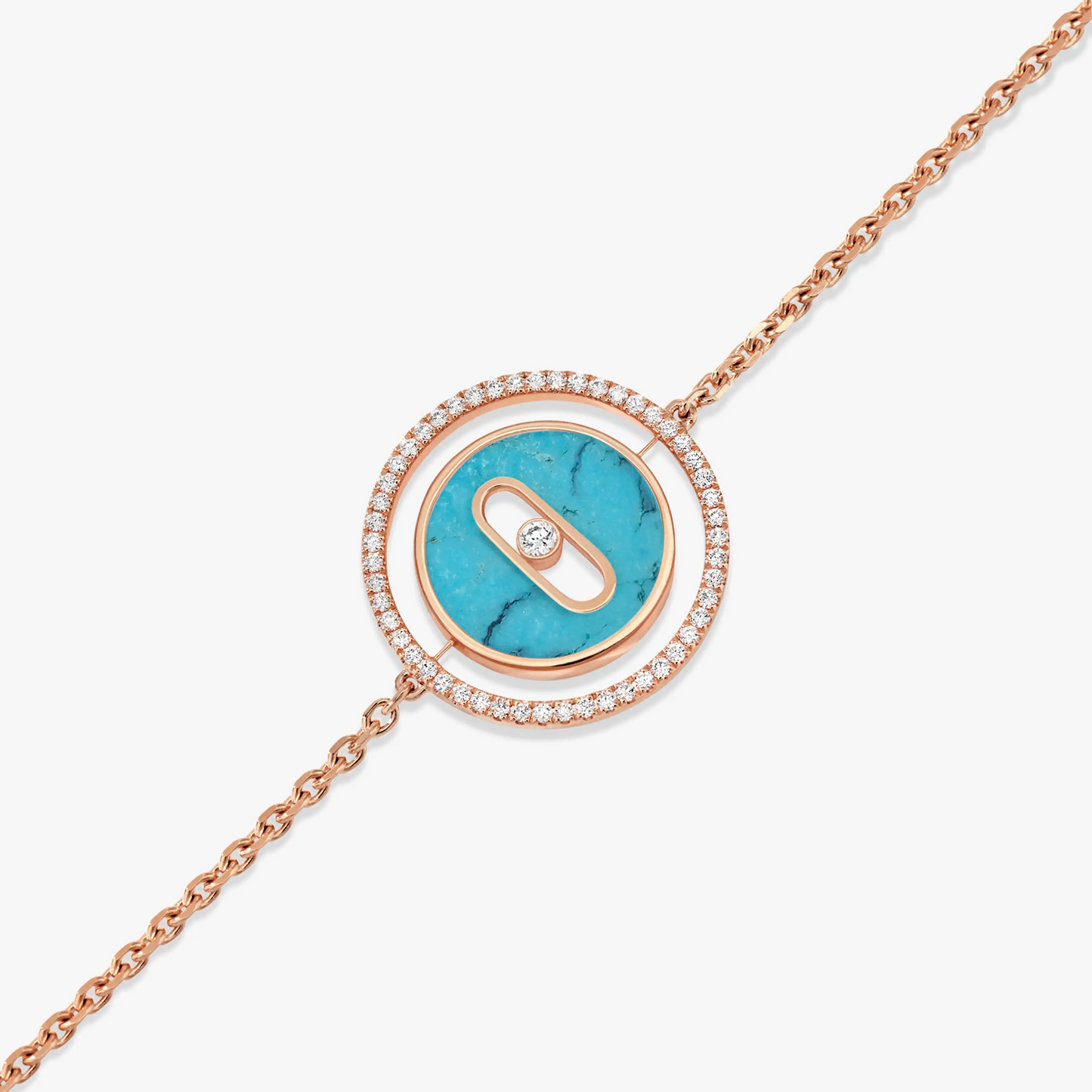 [LORA] LUCKY MOVE TURQUOISE PINK GOLD DIAMOND BRACELET