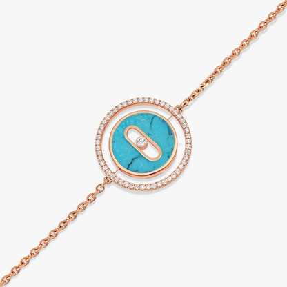 [LORA] LUCKY MOVE TURQUOISE PINK GOLD DIAMOND BRACELET