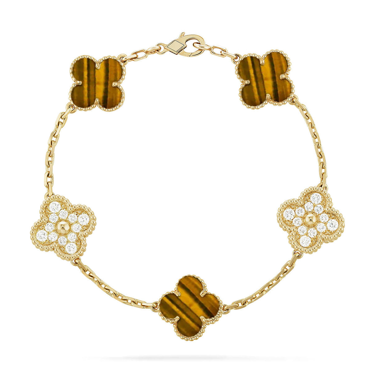 [Lora] CLOVER 5 MOTIFS TIGER EYE BRACELET COLLECTION