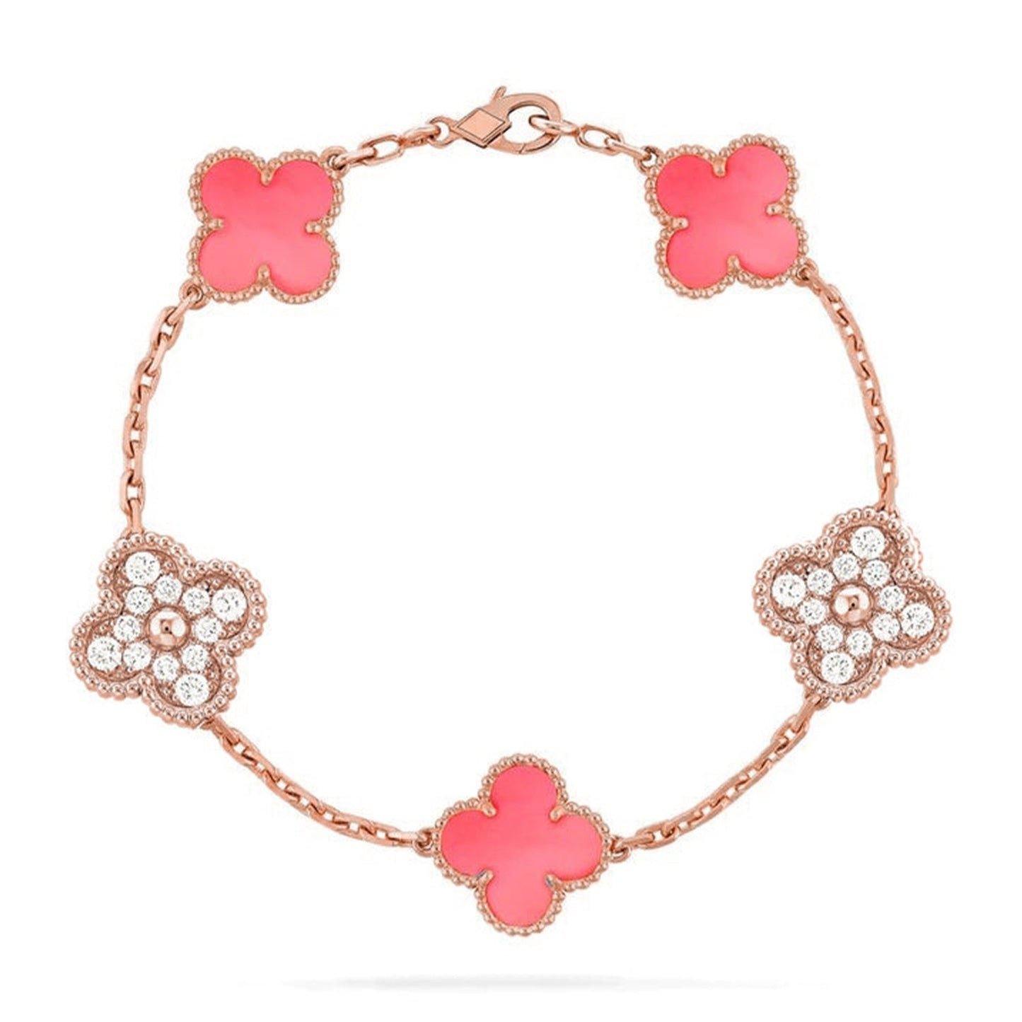 [Lora] CLOVER 5 MOTIFS  PINK MOP BRACELET COLLECTION
