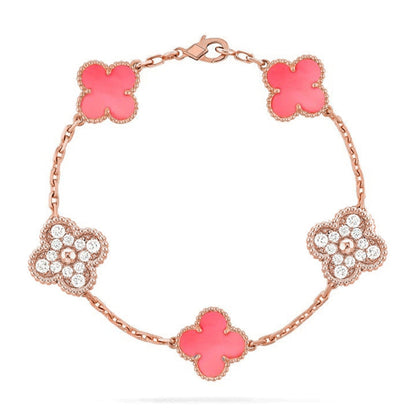 [Lora] CLOVER 5 MOTIFS  PINK MOP BRACELET COLLECTION
