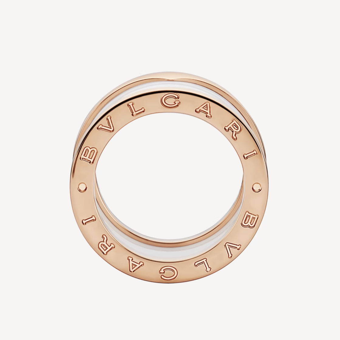 [LORA]ZERO 1 FOUR-BAND LOOPS AND WHITE CERAMIC SPIRAL PINK GOLD RING