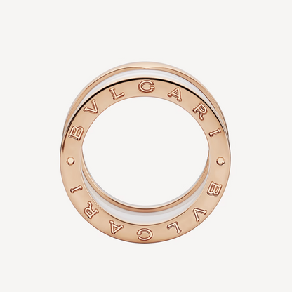 [LORA]ZERO 1 FOUR-BAND LOOPS AND WHITE CERAMIC SPIRAL PINK GOLD RING