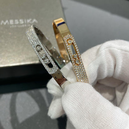[LORA] Move Noa Rose Gold Pavé Diamond Bangle Bracelet