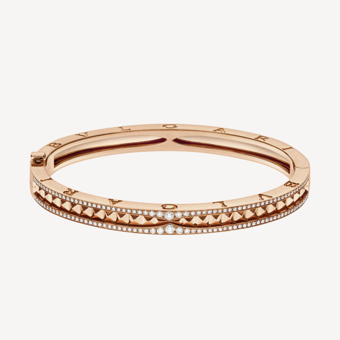 [LORA]ZERO 1 SPIRAL AND PAVED DIAMOND PINK GOLD BRACELET