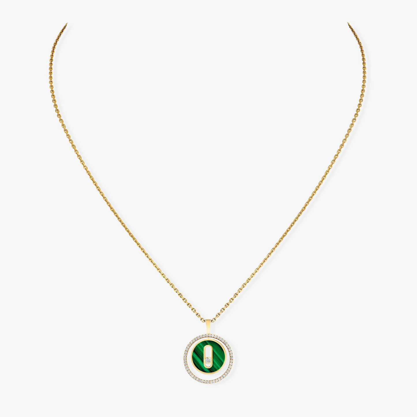 [LORA] LUCKY MOVE 1 DIAMOND MALACHITE GOLD DIAMOND NECKLACE
