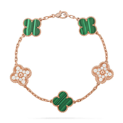 [Lora] CLOVER 5 MOTIF MALACHITE BRACELET COLLECTION