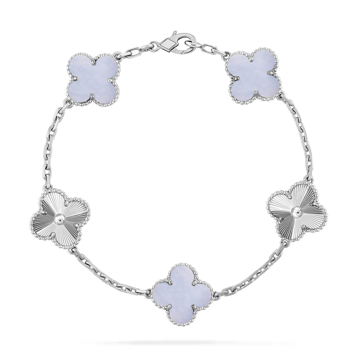 [Lora] CLOVER 5 MOTIF PURPLE CHALCEDONY BRACELET COLLECTION