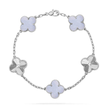 [Lora] CLOVER 5 MOTIF PURPLE CHALCEDONY BRACELET COLLECTION