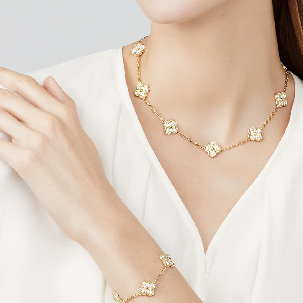 [Lora]CLOVER 10 MOTIFS DIAMOND NECKLACE