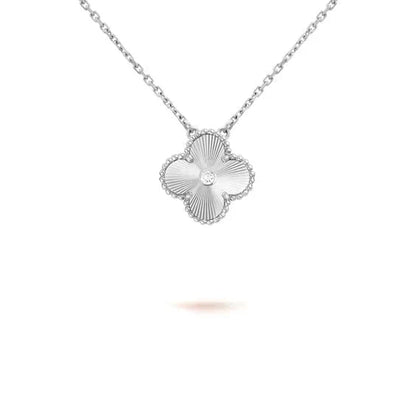 [LORA]CLOVER  15MM DIAMOND LASER NECKLACE SILVER