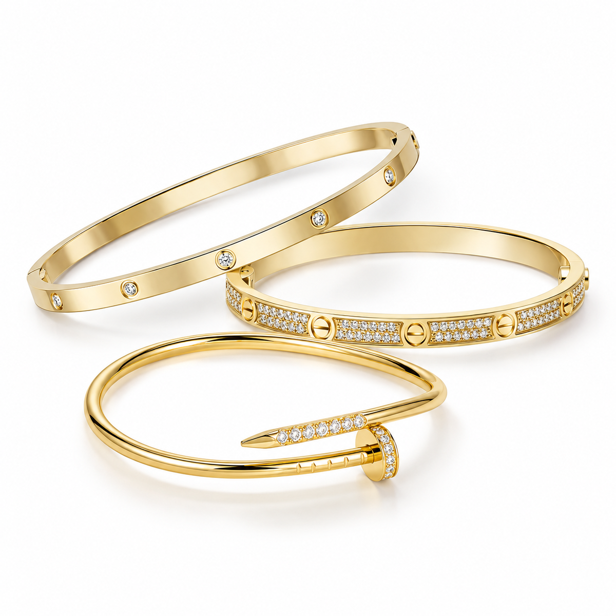 [Lora] JUSTE Diamond & LOVE Diamond Bracelet Stack Set