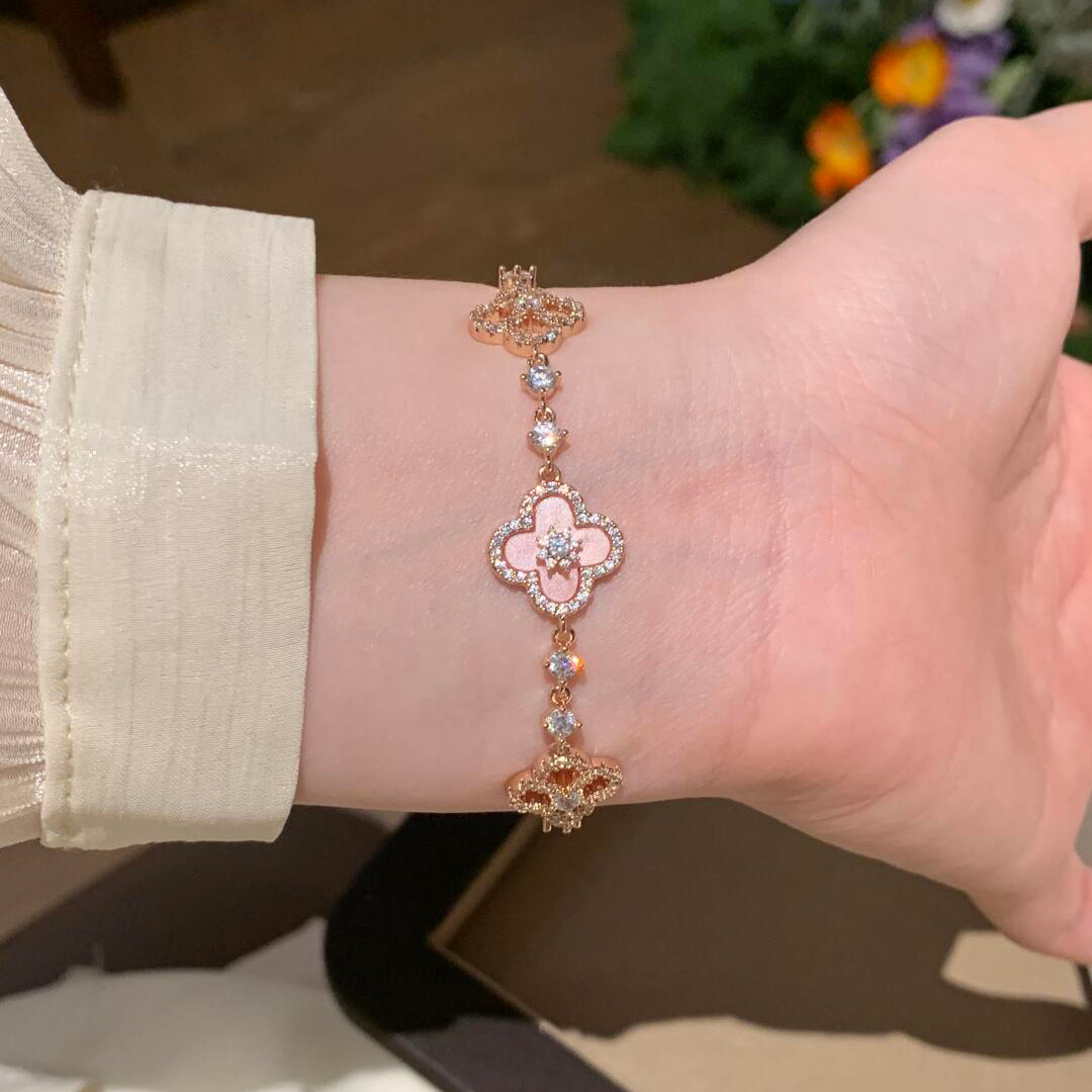 [LORA]CLOVER 5 MOTIF PINK BLUE RED WHITE BRACELET