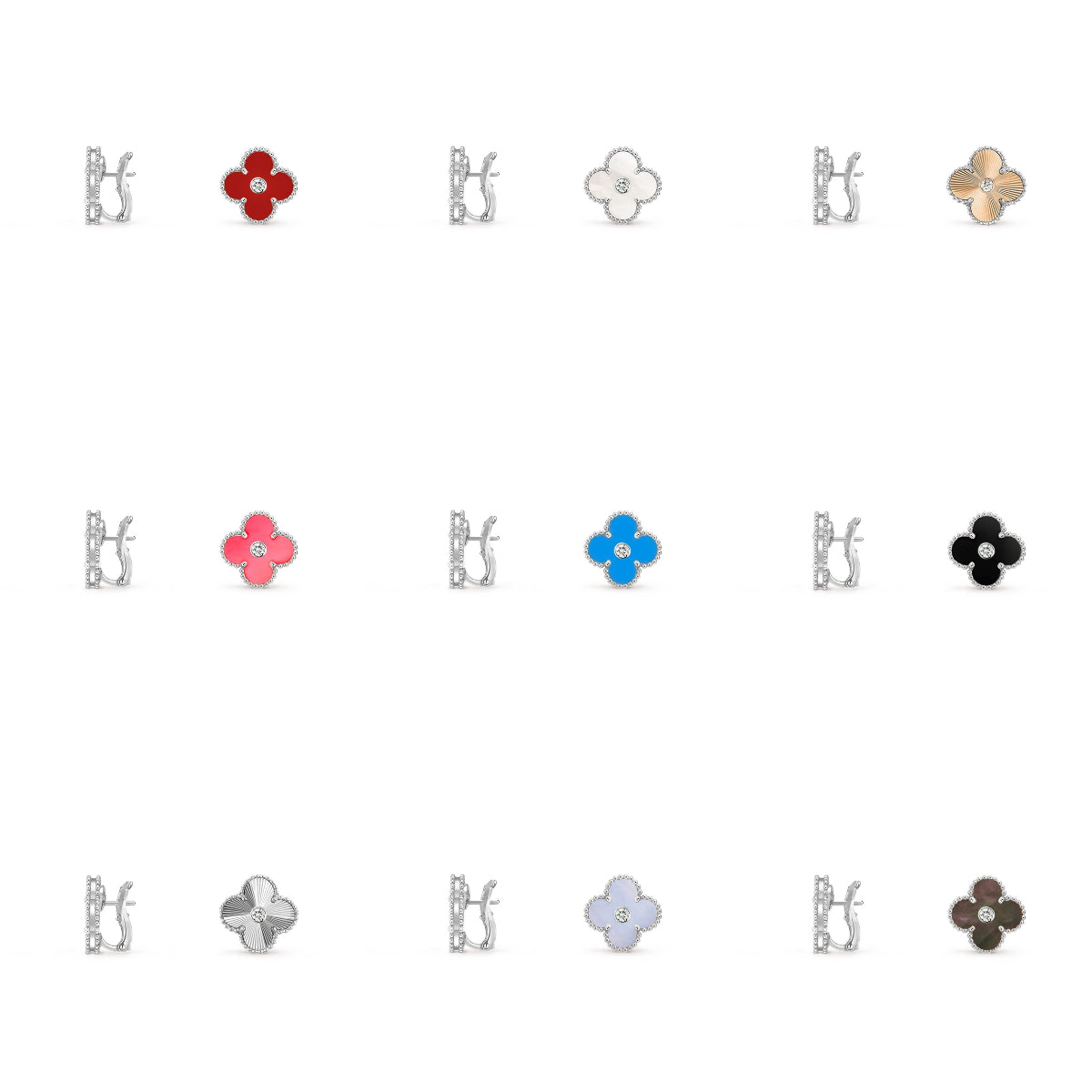 [Lora]CLOVER SILVER 15MM MOP DIAMOND EARRINGS COLLECTION