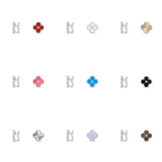 [Lora]CLOVER SILVER 15MM MOP DIAMOND EARRINGS COLLECTION