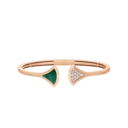 [LORA]DREAM BRACELET OPEN MALACHITE PINK GOLD