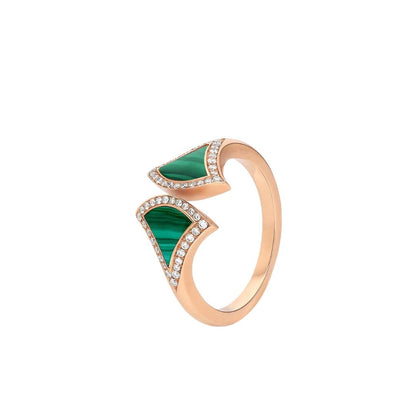 [LORA]DREAM MALACHITE DIAMOND OPEN RING