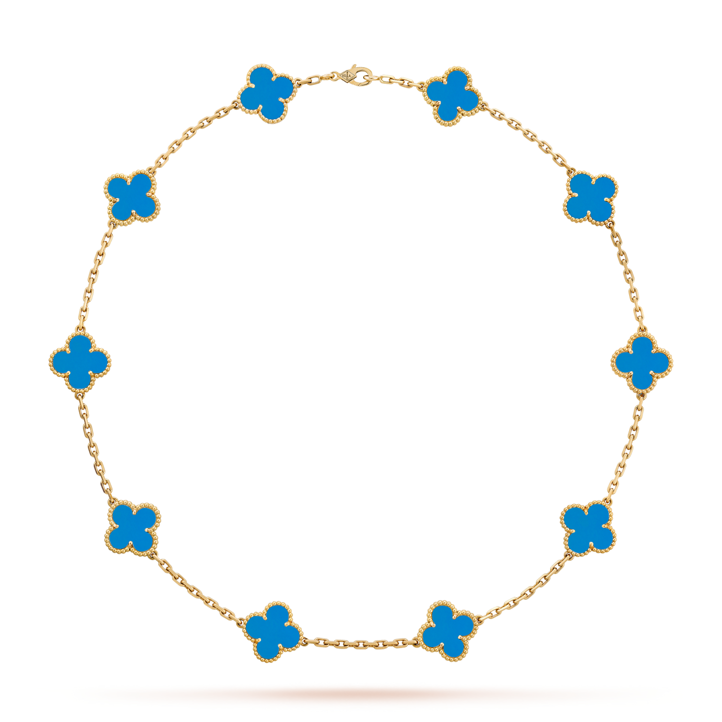 [Lora]CLOVER 10 MOTIFS BLUE AGATE NECKLACE