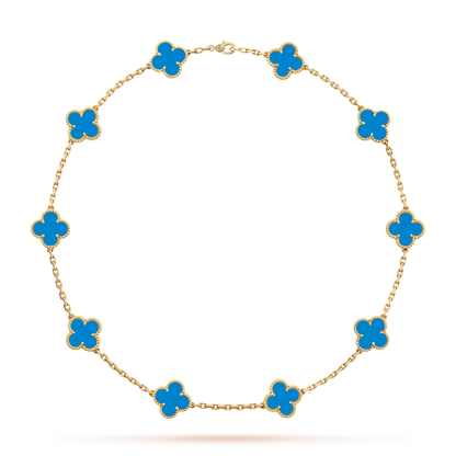 [Lora]CLOVER 10 MOTIFS BLUE AGATE NECKLACE