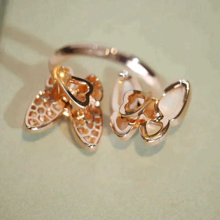 [Lora]TWIN BUTTERFLY DIAMOND MOP RING