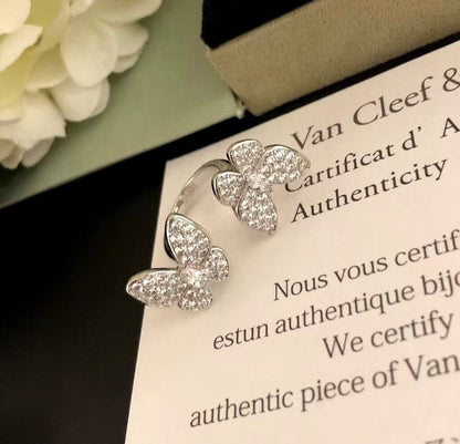 [Lora]TWIN SILVER BUTTERFLY DIAMOND RING