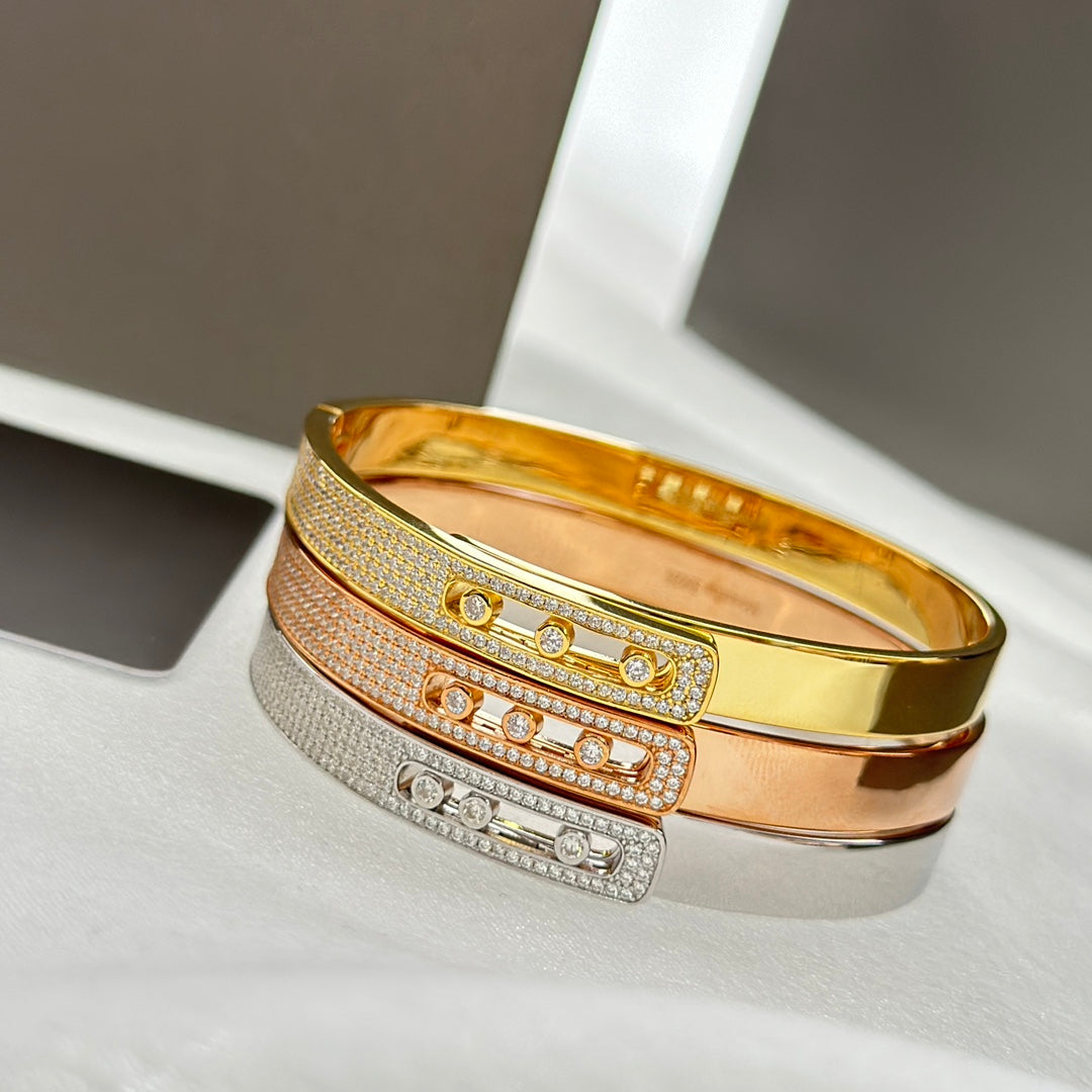 [LORA] Move Noa Rose Gold Pavé Diamond Bangle Bracelet