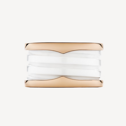 [LORA]ZERO 1 FOUR-BAND LOOPS AND WHITE CERAMIC SPIRAL PINK GOLD RING