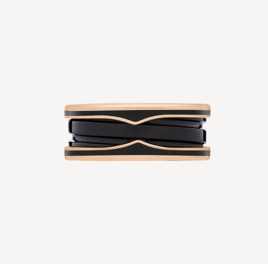 [LORA]ZERO 1 TWO-BAND WITH MATTE BLACK CERAMIC PINK GOLD RING