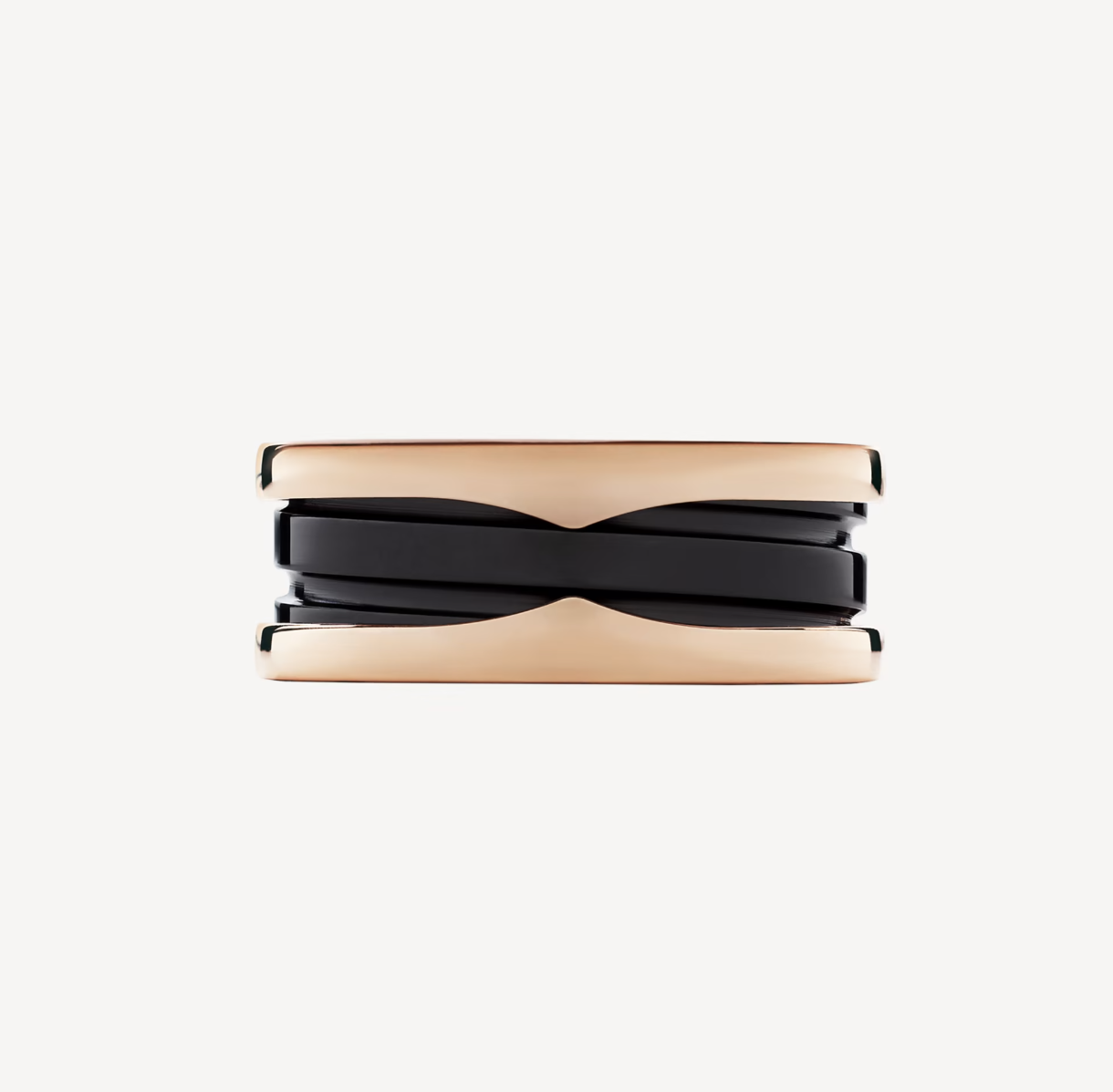 [LORA]ZERO 1 TWO-BAND LOOPS AND BLACK CERAMIC PINK GOLD RING