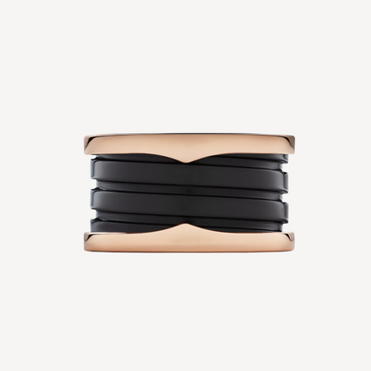 [LORA]ZERO 1 FOUR-BAND LOOPS AND BLACK CERAMIC SPIRAL PINK GOLD RING