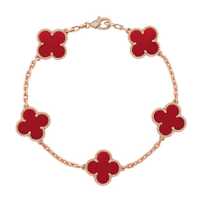 [Lora] CLOVER 5 MOTIF RED CORNELIAN BRACELET COLLECTION