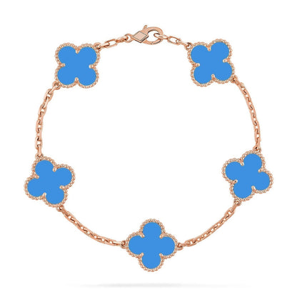 [LORA] CLOVER 5 MOTIF BLUE AGATE BRACELET COLLECTION