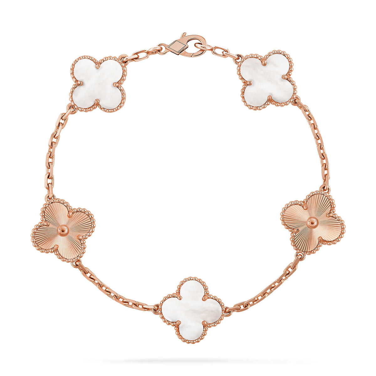[Lora]CLOVER WHITE PEARL MOP 5 MOTIF BRACELET COLLECTION