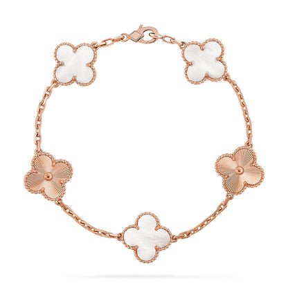 [Lora]CLOVER WHITE PEARL MOP 5 MOTIF BRACELET COLLECTION