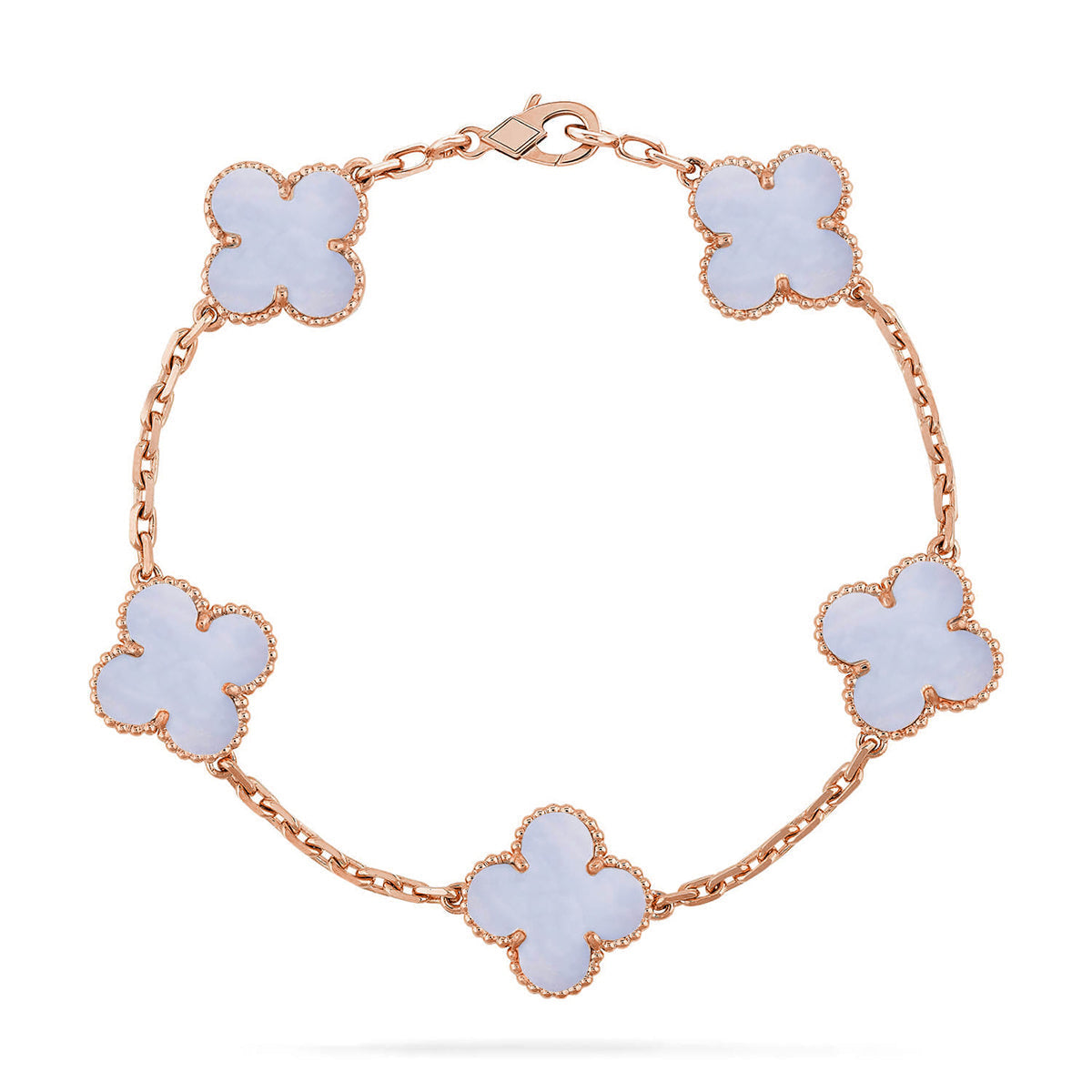[Lora] CLOVER 5 MOTIF PURPLE CHALCEDONY BRACELET COLLECTION