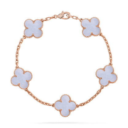 [Lora] CLOVER 5 MOTIF PURPLE CHALCEDONY BRACELET COLLECTION