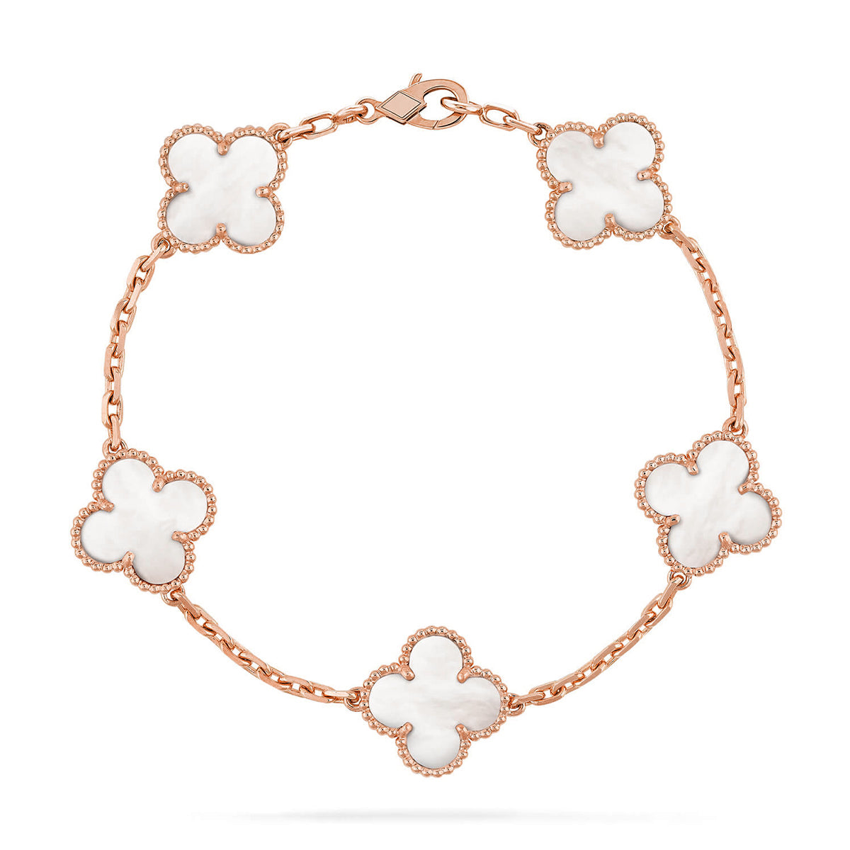 [Lora]CLOVER WHITE PEARL MOP 5 MOTIF BRACELET COLLECTION