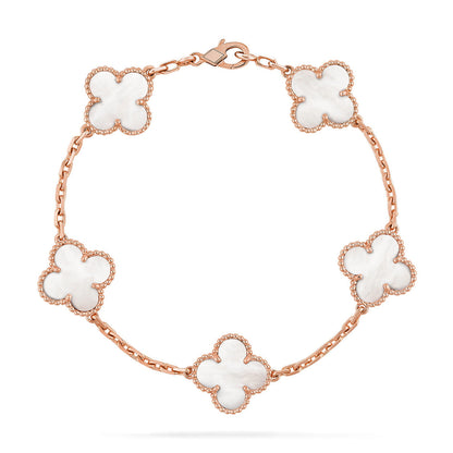 [Lora]CLOVER WHITE PEARL MOP 5 MOTIF BRACELET COLLECTION