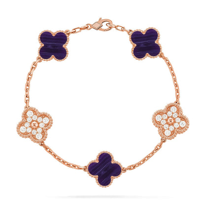 [Lora]CLOVER 5 MOTIF PURPLE STRIPES BRACELET COLLECTION