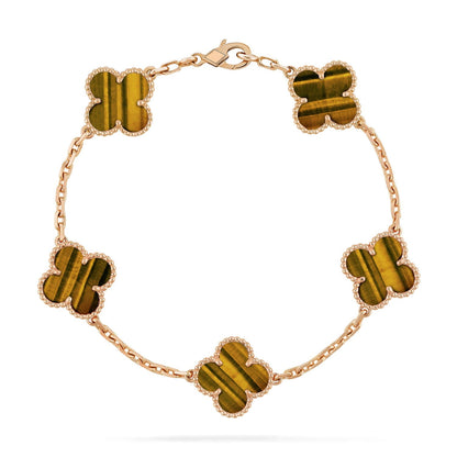 [Lora] CLOVER 5 MOTIFS TIGER EYE BRACELET COLLECTION